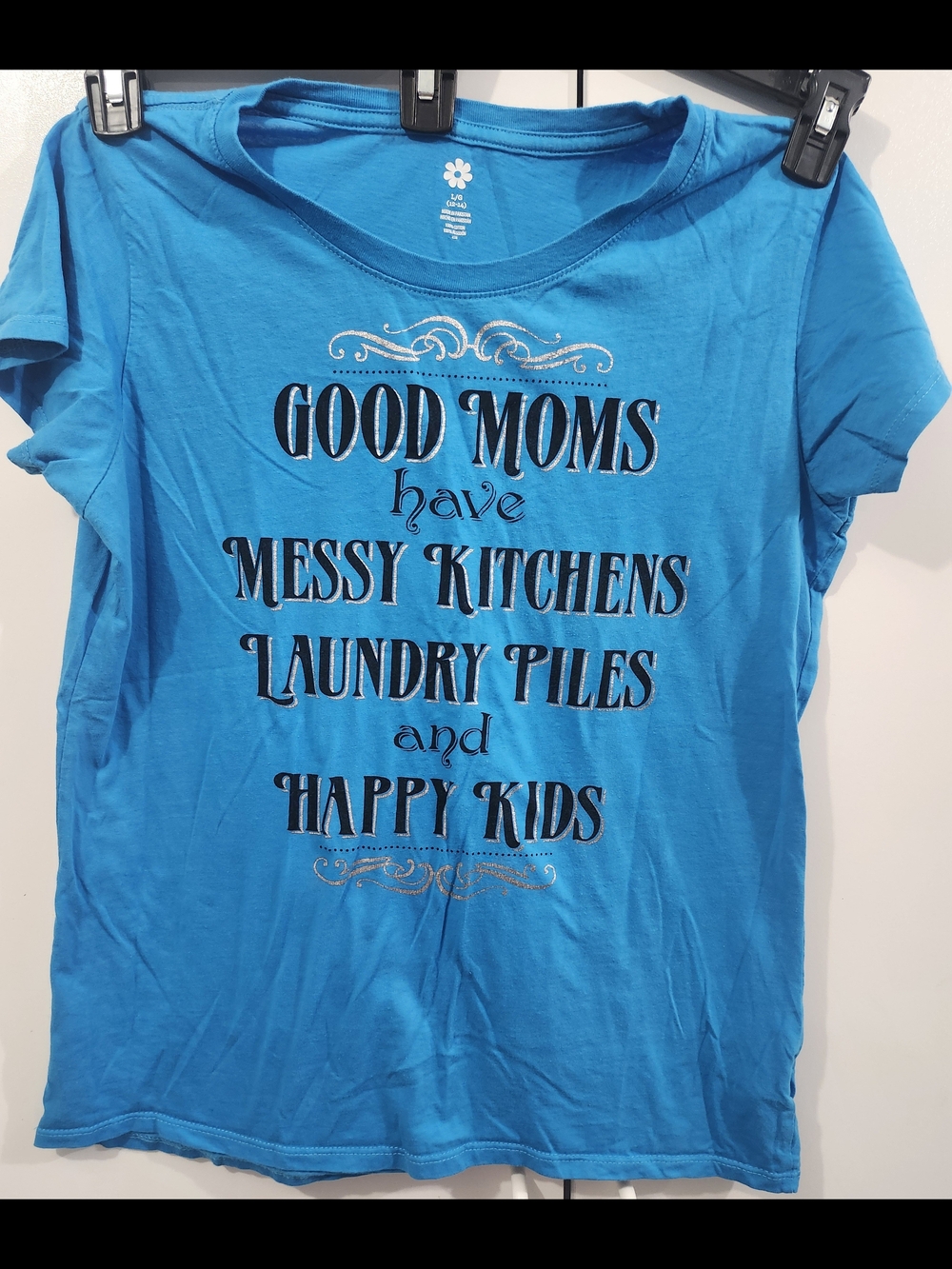 Good Moms Have Messy Kitchens Short Sleeve Tee - Blue
